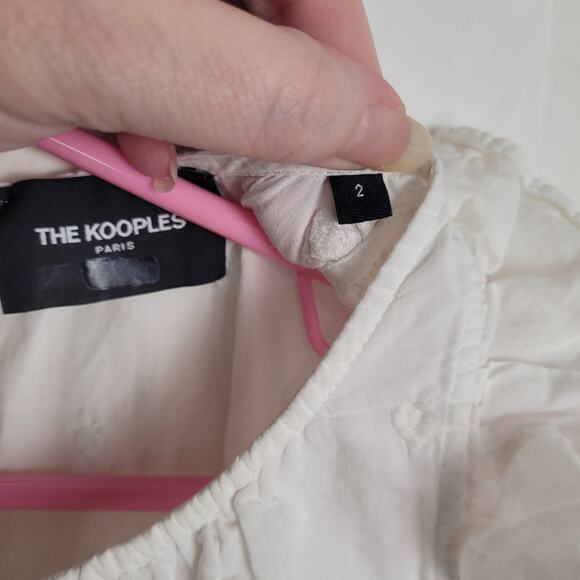 The Kooples white heart embroidered ruffled sleeve tiered dress Size 2 - Picture 5 of 12